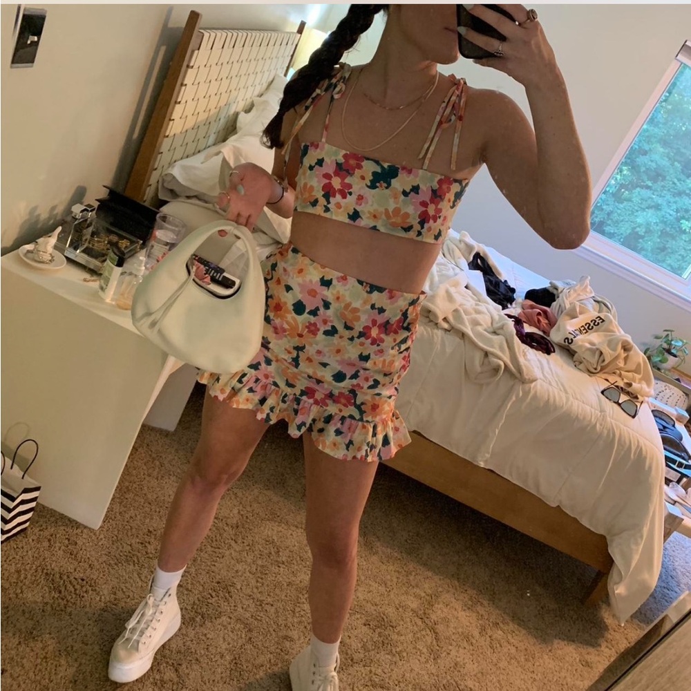 SHEIN Colorful Floral Mini Skirt
